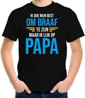 Bellatio Decorations Ik doe mijn best om braaf te zijn maar ik lijk op papa fun tekst t-shirt zwart - jongens - Fun tekst / Verjaardag cadeau / kado t-shirt jongens L (146-152)