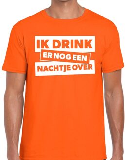 Bellatio Decorations Ik drink er nog een nachtje over tekst t-shirt oranje heren 2XL