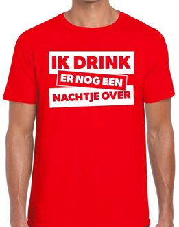 Bellatio Decorations Ik drink er nog een nachtje over tekst t-shirt rood heren 2XL