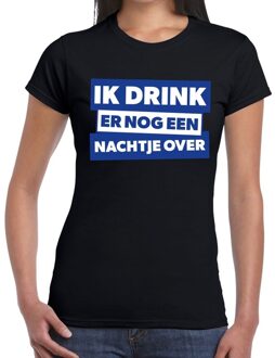 Bellatio Decorations Ik drink er nog een nachtje over tekst t-shirt zwart dames 2XL