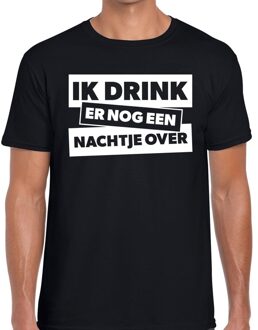 Bellatio Decorations Ik drink er nog een nachtje over tekst t-shirt zwart heren 2XL