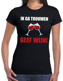 Bellatio Decorations Ik ga trouwen geef wijn - t-shirt - voor dames - zwart - vrijgezellenfeest kleding - bruiloft