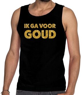 Bellatio Decorations Ik ga voor goud glitter tanktop / mouwloos shirt zwart heren 2XL