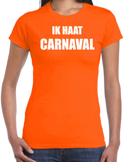 Bellatio Decorations Ik haat carnaval verkleed t-shirt - oranje - voor dames - foute party feestkleding - kostuum