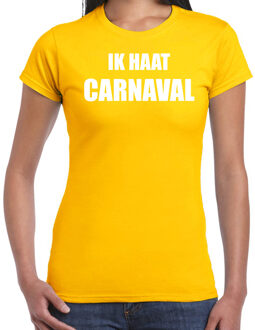 Bellatio Decorations Ik haat carnaval verkleed t-shirt / outfit geel voor dames - carnaval / feest shirt kleding / kostuum 2XL