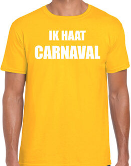 Bellatio Decorations Ik haat carnaval verkleed t-shirt / outfit geel voor heren - carnaval / feest shirt kleding / kostuum 2XL