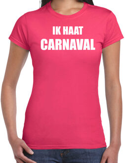 Bellatio Decorations Ik haat carnaval verkleed t-shirt / outfit roze voor dames - carnaval / feest shirt kleding / kostuum 2XL