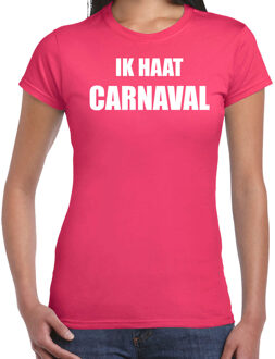 Bellatio Decorations Ik haat carnaval verkleed t-shirt / outfit roze voor dames Fuchsia