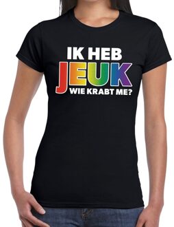 Bellatio Decorations Ik heb jeuk wie krabt me gay pride t-shirt zwart voor dames M