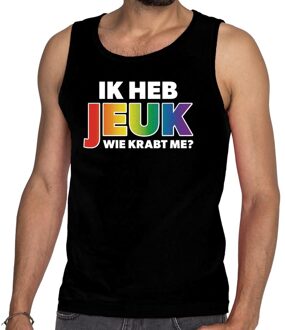 Bellatio Decorations Ik heb jeuk wie krabt me? gaypride tanktop zwart heren 2XL