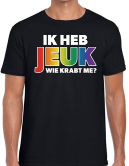 Bellatio Decorations Ik heb jeuk wie krabt me regenboog gay pride shirt zwart voor he M
