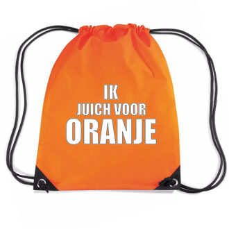 Bellatio Decorations Ik juich voor ORANJE nylon supporter rugzakje/sporttas oranje - EK/ WK voetbal / Koningsdag - Gymtasje - zwemtasje