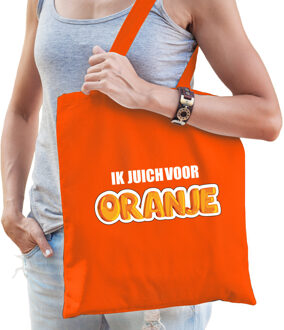 Bellatio Decorations Ik juich voor ORANJE supporter tas oranje voor dames en heren - EK/ WK voetbal / Koningsdag - Feest Boodschappentassen