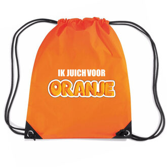 Bellatio Decorations Ik juich voor oranje voetbal rugzakje / sporttas met rijgkoord oranje