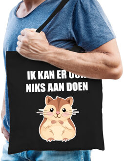 Bellatio Decorations Ik kan er ook niks aan doen hamsteren katoenen tas zwart voor heren - hamsteraars kado /  tasje / shopper