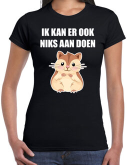 Bellatio Decorations Ik kan er ook niks aan doen hamsteren t-shirt zwart voor dames 2XL