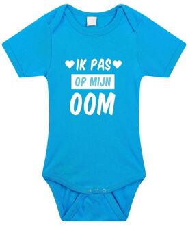 Bellatio Decorations Ik pas op mijn oom tekst baby rompertje blauw jongens - Kraamcadeau - Babykleding 56 (1-2 maanden)