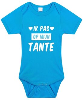 Bellatio Decorations Ik pas op mijn tante tekst baby rompertje blauw jongens - Kraamcadeau - Babykleding 56 (1-2 maanden)