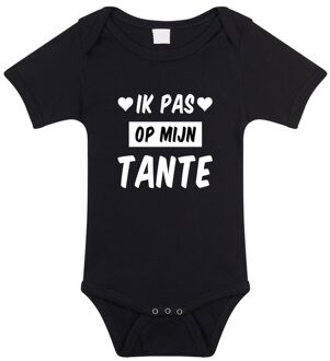 Bellatio Decorations Ik pas op mijn tante tekst baby rompertje zwart meisjes en jongens - Kraamcadeau - Babykleding 56 (1-2 maanden)