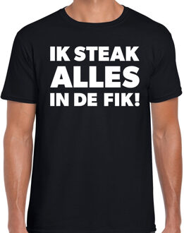 Bellatio Decorations Ik steak alles in de fik bbq / barbecue t-shirt zwart - cadeau shirt voor heren - verjaardag / vaderdag kado 2XL