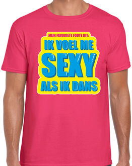 Bellatio Decorations Ik voel me sexy als ik dans foute party shirt roze heren 2XL