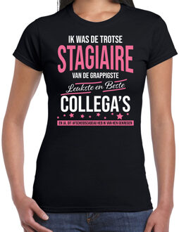 Bellatio Decorations Ik was de trotse stagiaire van de leukste en beste collegas cadeau t-shirt zwart voor dames - afscheid kado voor een stagiaire 2XL