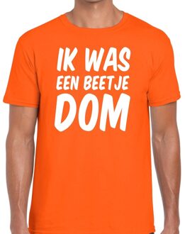 Bellatio Decorations Ik was een beetje dom t-shirt oranje heren 2XL - Feestshirts