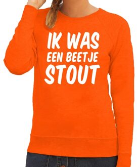 Bellatio Decorations Ik was een beetje stout sweater oranje dames S - Feesttruien