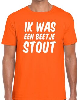 Bellatio Decorations Ik was een beetje stout t-shirt oranje heren 2XL - Feestshirts