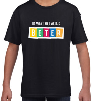 Bellatio Decorations Ik weet het altijd beter fun tekst t-shirt zwart kids L (146-152)