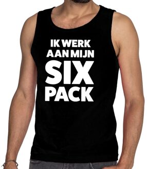 Bellatio Decorations Ik werk aan mijn SIX Pack tanktop / mouwloos shirt zwart heren M