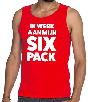 Bellatio Decorations Ik werk aan mijn SIX Pack tekst tanktop / mouwloos shirt rood 2XL