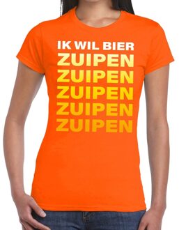 Bellatio Decorations Ik Wil Bier Zuipen tekst t-shirt oranje dames