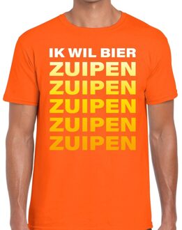 Bellatio Decorations Ik wil Bier Zuipen tekst t-shirt oranje heren