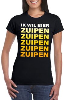 Bellatio Decorations Ik wil bier zuipen tekst t-shirt zwart dames
