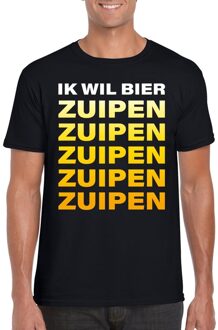 Bellatio Decorations Ik wil bier zuipen tekst t-shirt zwart heren