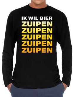 Bellatio Decorations Ik wil bier zuipen zuipen zuipen  long sleeve t-shirt zwart voor 2XL