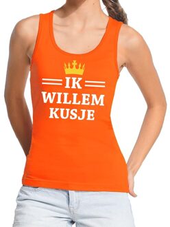 Bellatio Decorations Ik Willem kusje mouwloos shirt / tanktop oranje dames L - Feestshirts