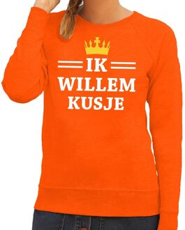 Bellatio Decorations Ik Willem kusje sweater oranje dames 2XL - Feesttruien