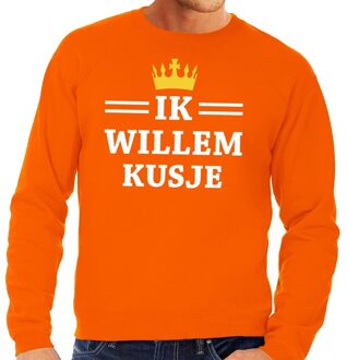 Bellatio Decorations Ik Willem kusje sweater oranje heren 2XL - Feesttruien