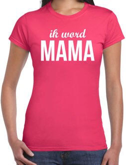 Bellatio Decorations Ik word mama - t-shirt fuchsia roze voor dames - Cadeau aanstaande moeder/ zwanger/ mama to be 2XL