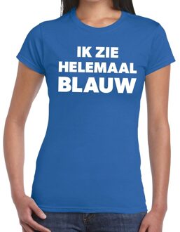 Bellatio Decorations Ik zie helemaal blauw tekst t-shirt dames XS