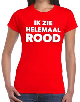 Bellatio Decorations Ik zie helemaal rood tekst t-shirt dames L