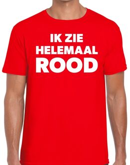 Bellatio Decorations Ik zie helemaal rood tekst t-shirt rood heren XS