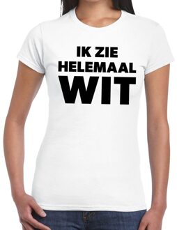 Bellatio Decorations Ik zie helemaal wit tekst t-shirt dames XS