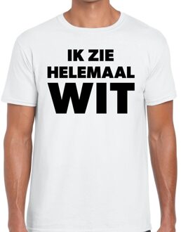 Bellatio Decorations Ik zie helemaal wit tekst t-shirt wit heren XS