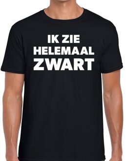 Bellatio Decorations Ik zie helemaal zwart - tekst t-shirt - zwart - voor heren - verkleedkleding - kleuren