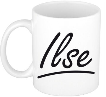 Bellatio Decorations Ilse Naam koffiemok - beker - met sierlijke letters - wit - 300 ml - Cadeau - Dames