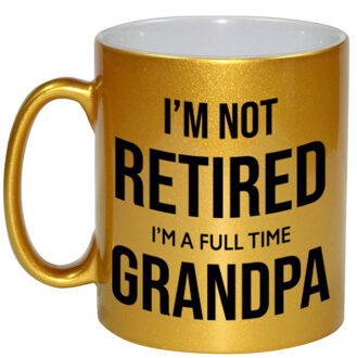 Bellatio Decorations Im not retired im a full time grandpa / opa pensioen mok / beker goud afscheidscadeau 330 ml Goudkleurig