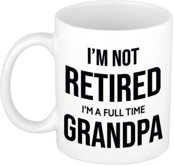 Bellatio Decorations Im not retired im a full time grandpa / opa pensioen mok / beker wit afscheidscadeau 300 ml